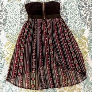 High Low Tribal Strapless Dress